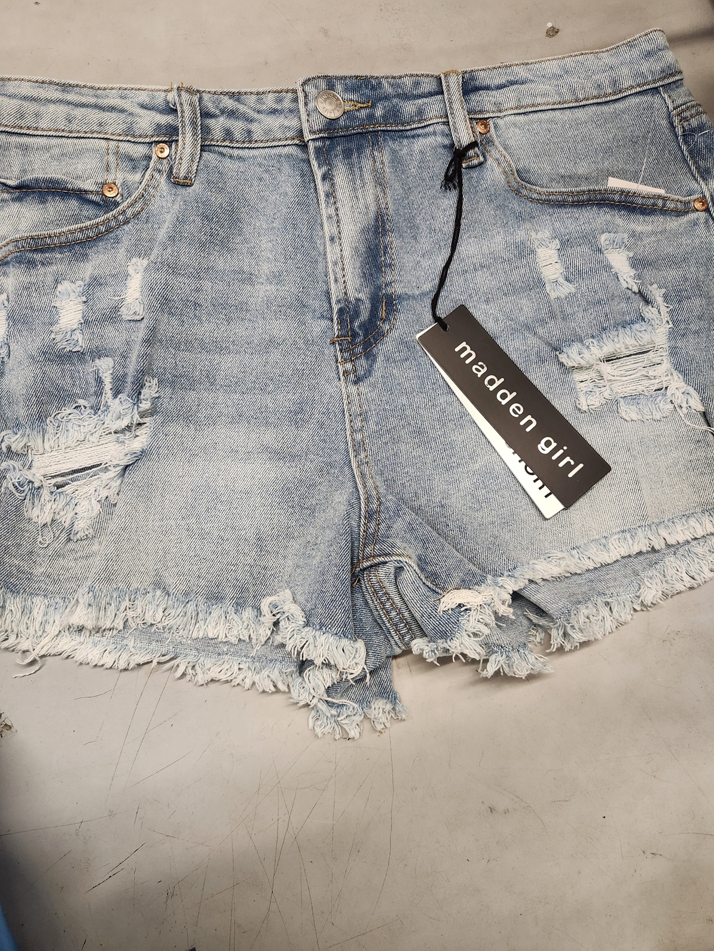 Madden Girl Light Wash Distressed Denim Shorts